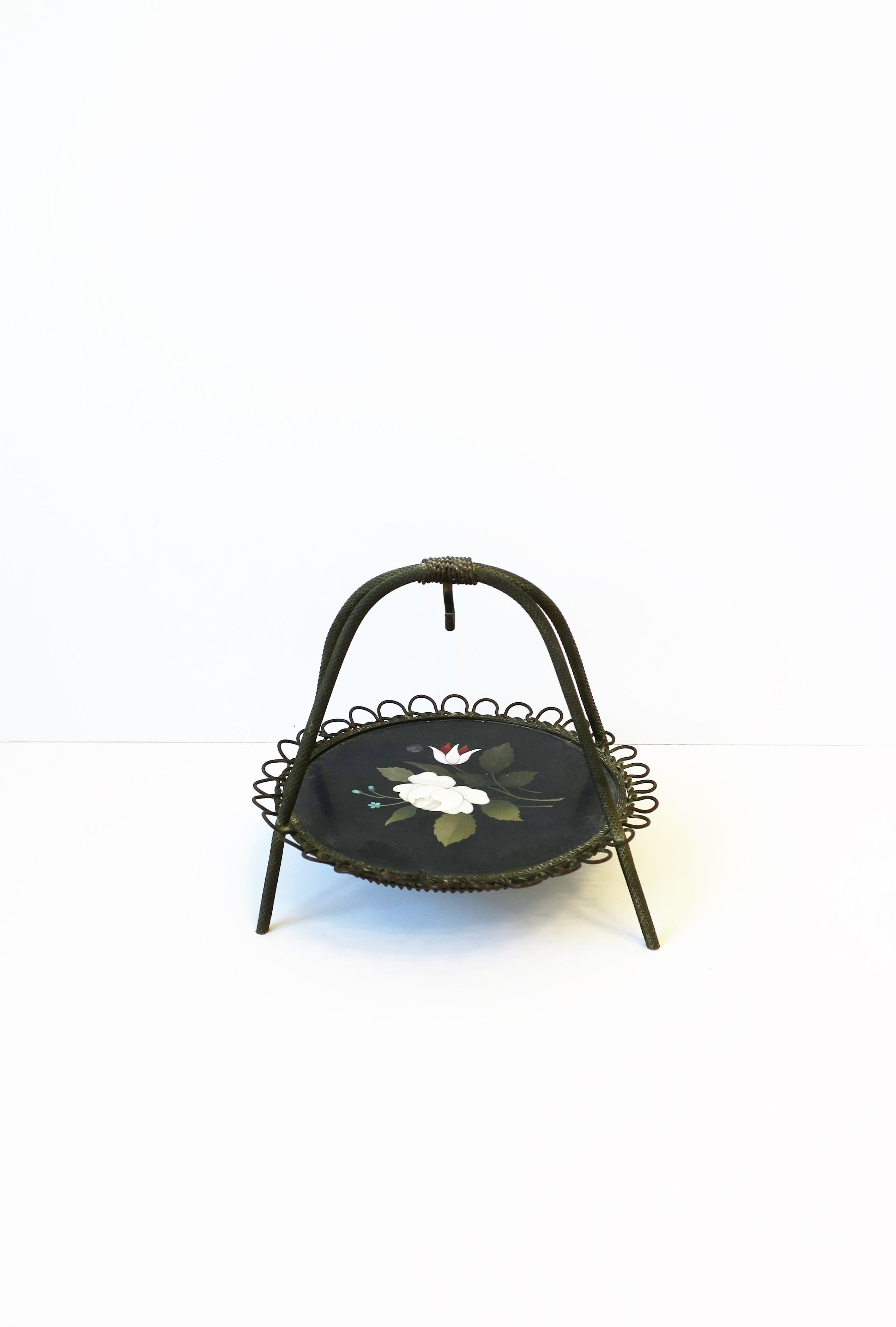 Hand-Carved Italian Pietra Dura Pocket Watch Stand For Sale