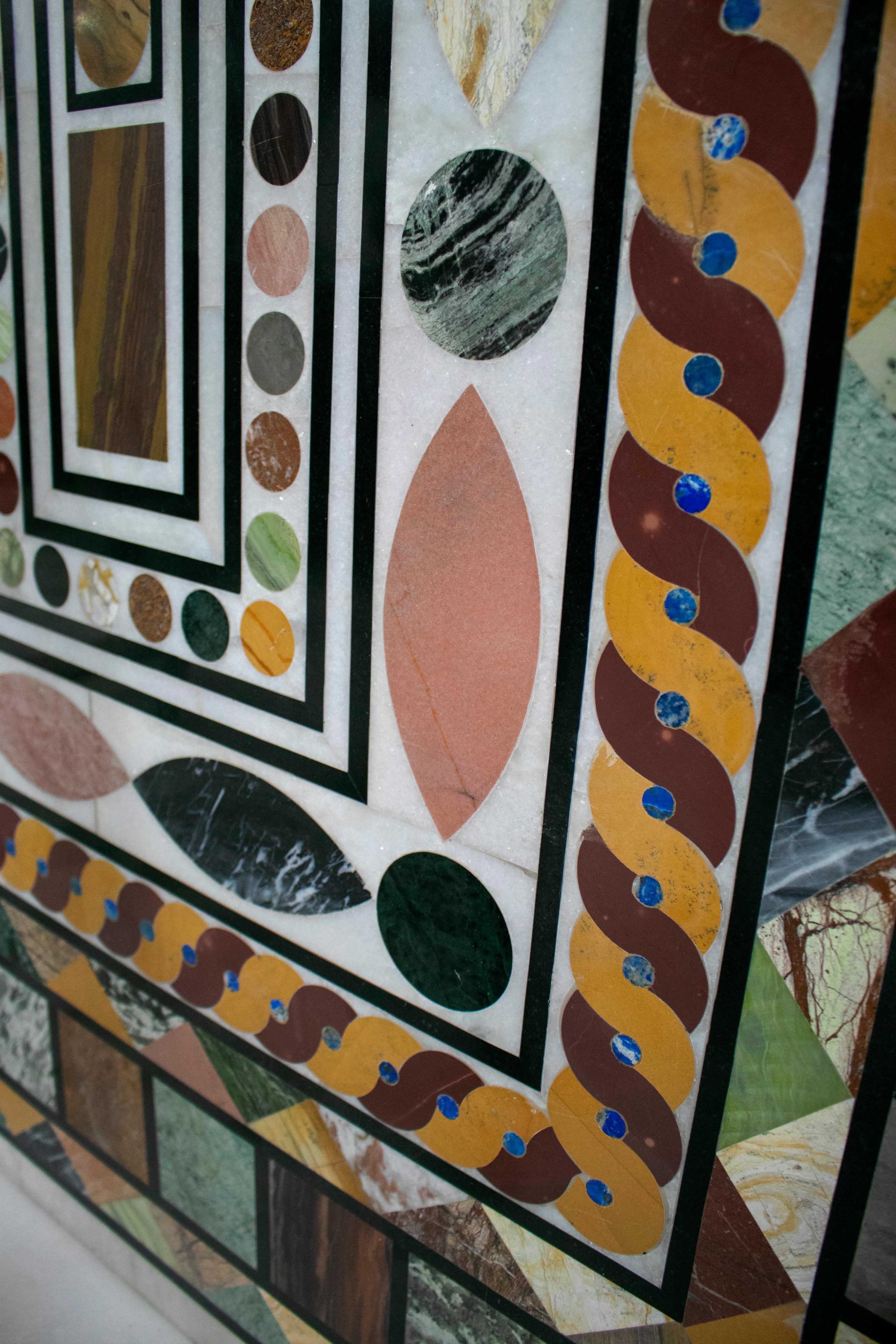 Italian Pietra Dura Rectangular 10-Seat Dining Neoclassical Table Top 1
