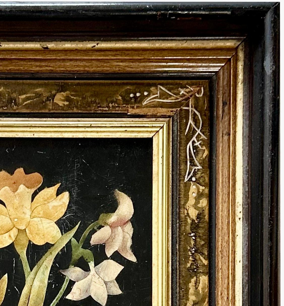Italian Pietra Dura Stone Plaque Framed In Good Condition For Sale In Bradenton, FL