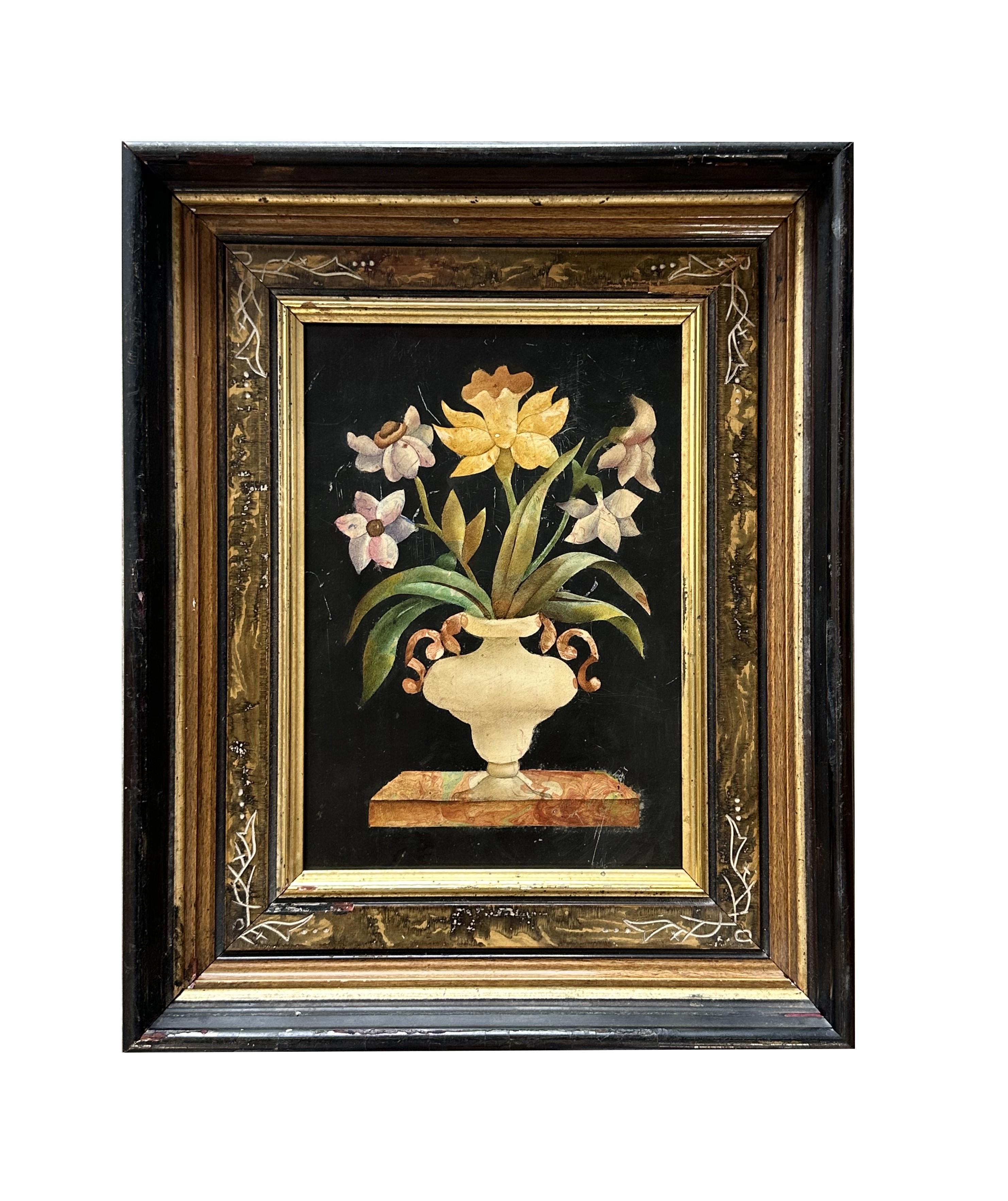 Italian Pietra Dura Stone Plaque Framed For Sale 3