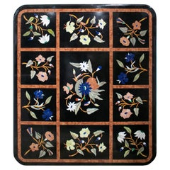 Italian Pietre Dure Inlay Stone Table Top with Ornamental Flower Decorations
