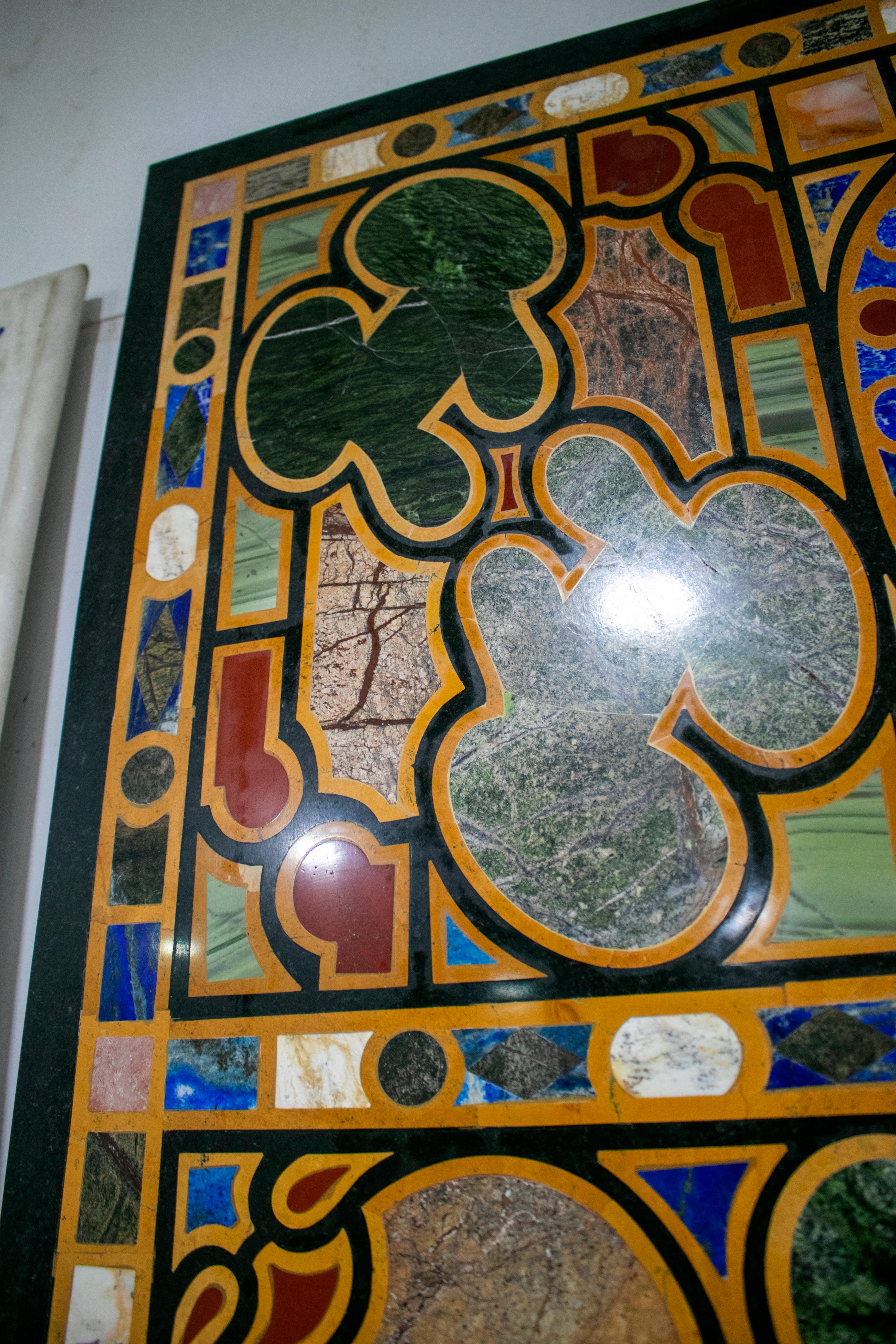 Italian Pietra Dura Rectangular 8-Seat Dining Classical Inlay Table Top For Sale 6