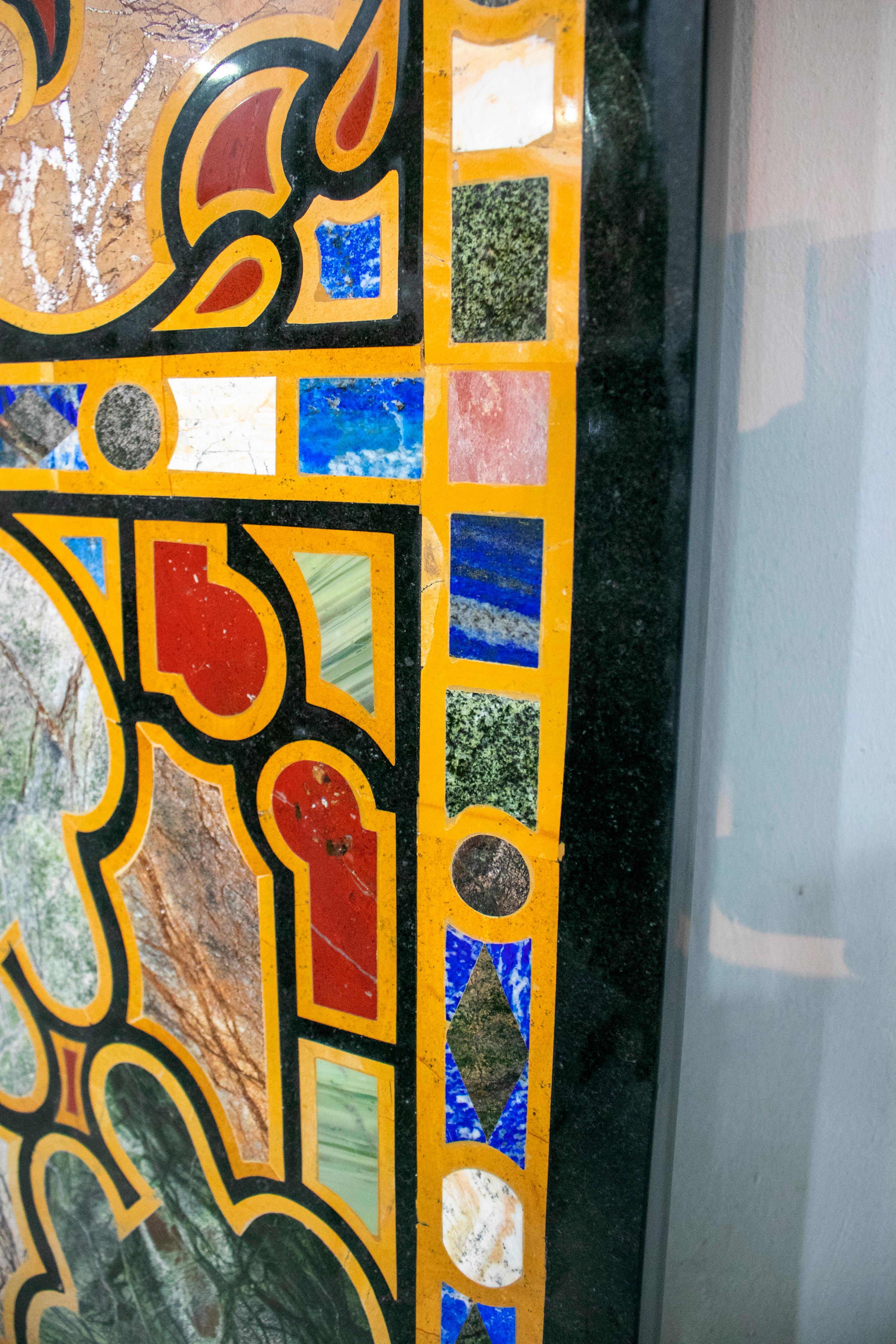Italian Pietra Dura Rectangular 6-Seat Dining Classical Inlay Table Top In Good Condition For Sale In Marbella, ES