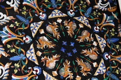 Italian Pietre Dure Semiprecious Hardstones Inlay Black Marble Mosaic Tabletop
