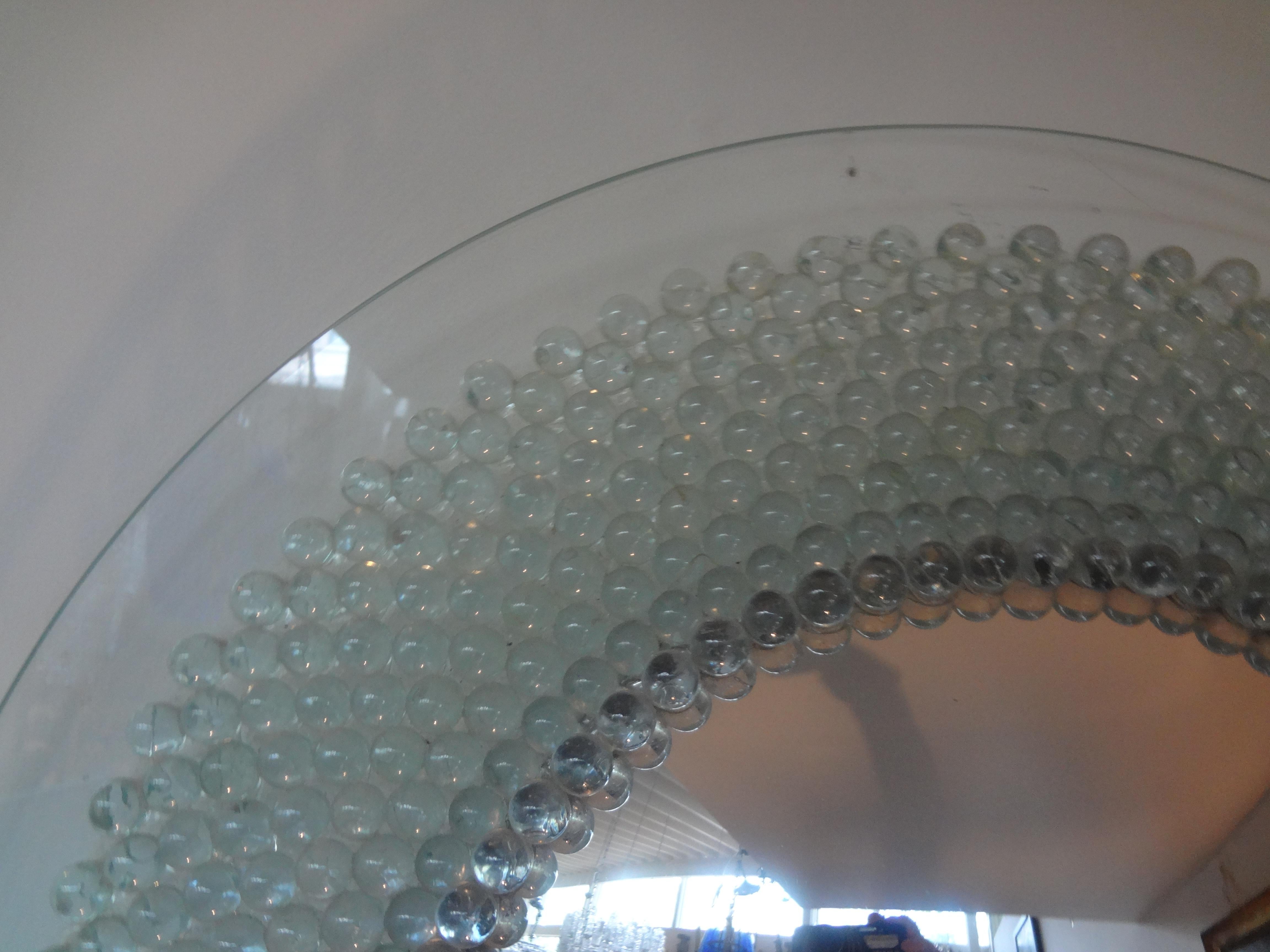 Mid-Century Modern Italian Pietro Chiesa for Fontana Arte Attributed Round Glass Convex Mirror For Sale