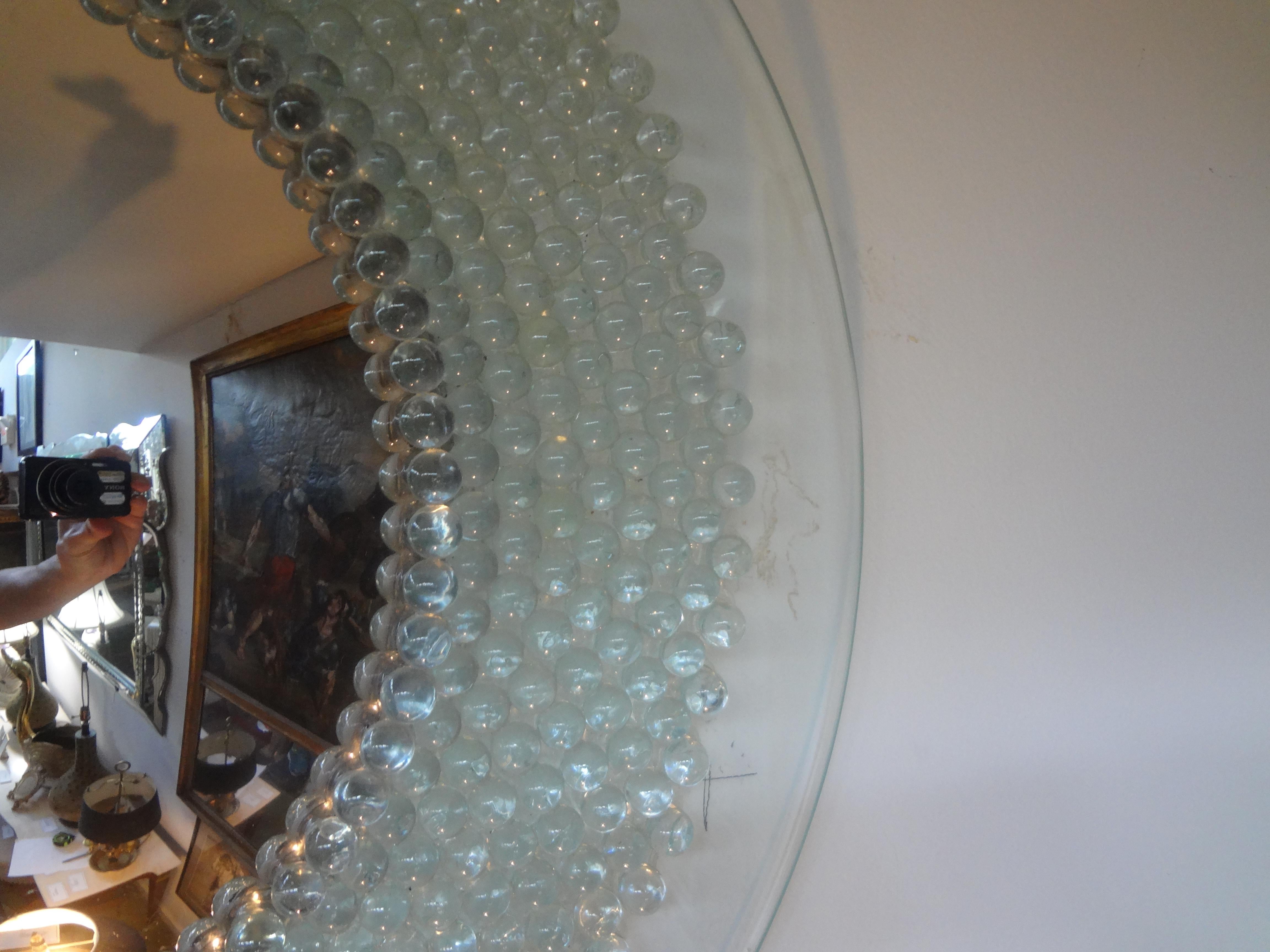 Italian Pietro Chiesa for Fontana Arte Attributed Round Glass Convex Mirror In Good Condition For Sale In Houston, TX