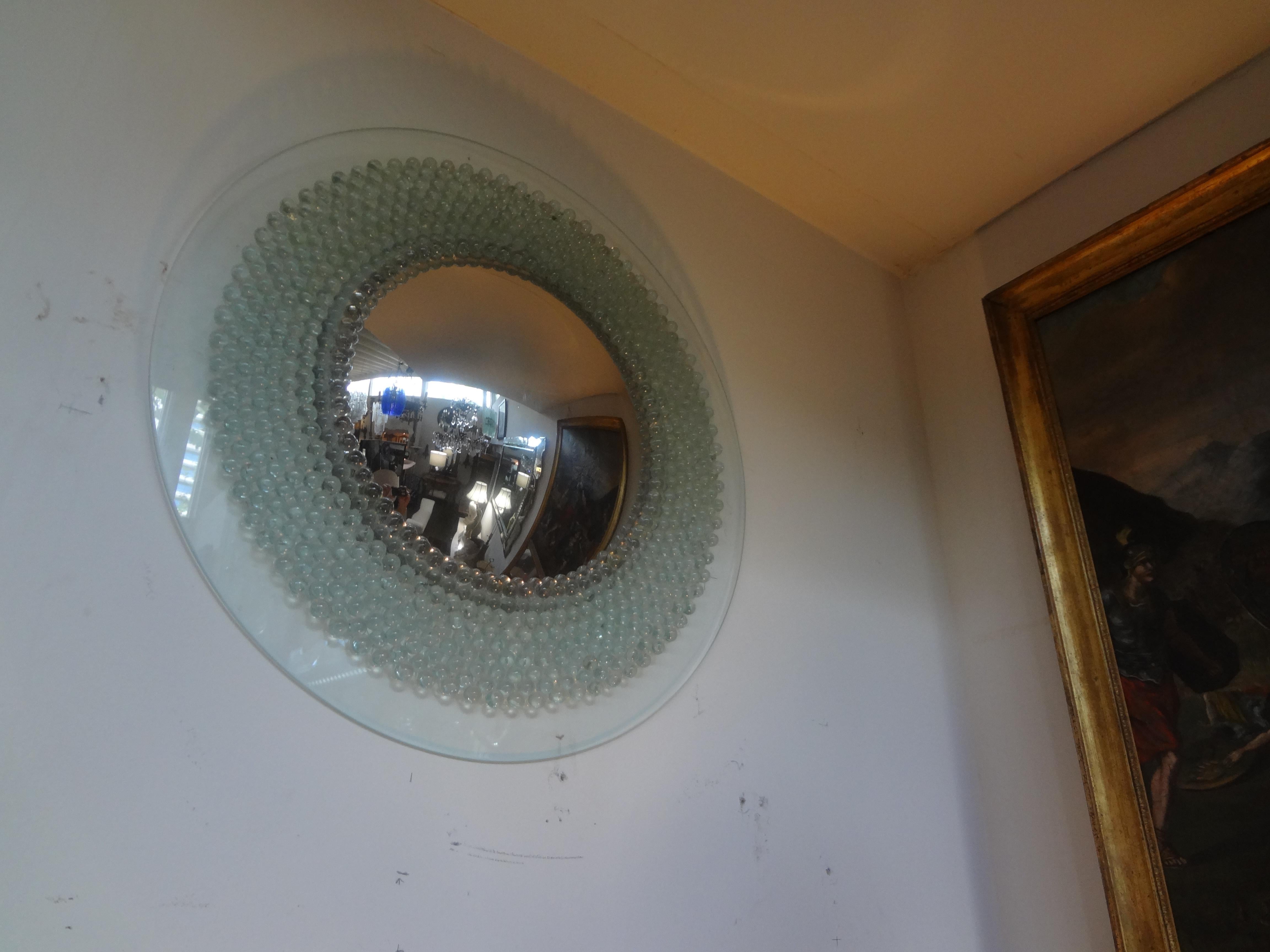 Italian Pietro Chiesa for Fontana Arte Attributed Round Glass Convex Mirror For Sale 3