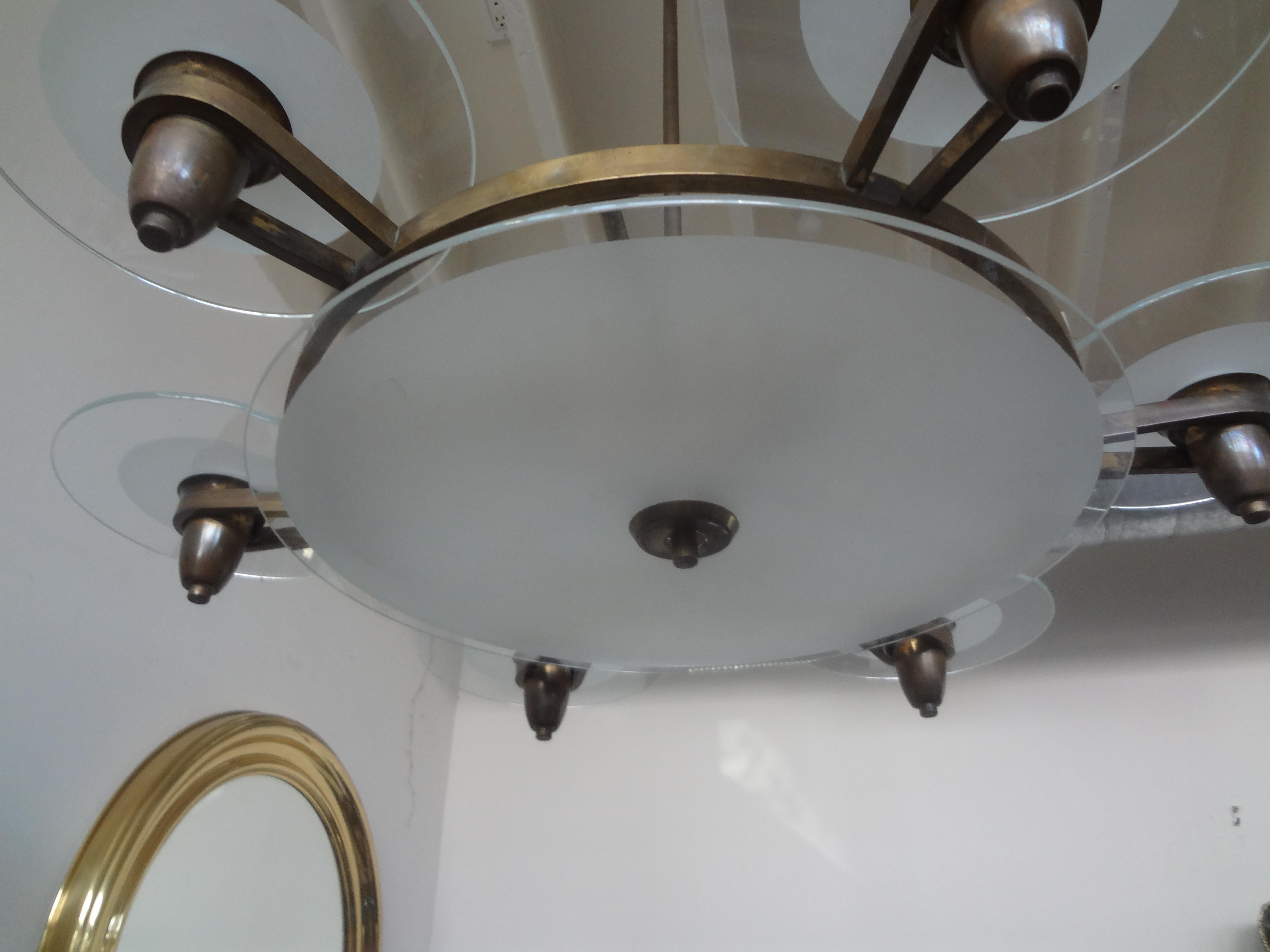 Milieu du XXe siècle Lustre d'inspiration italienne Pietro Chiesa pour Fontana Arte en vente