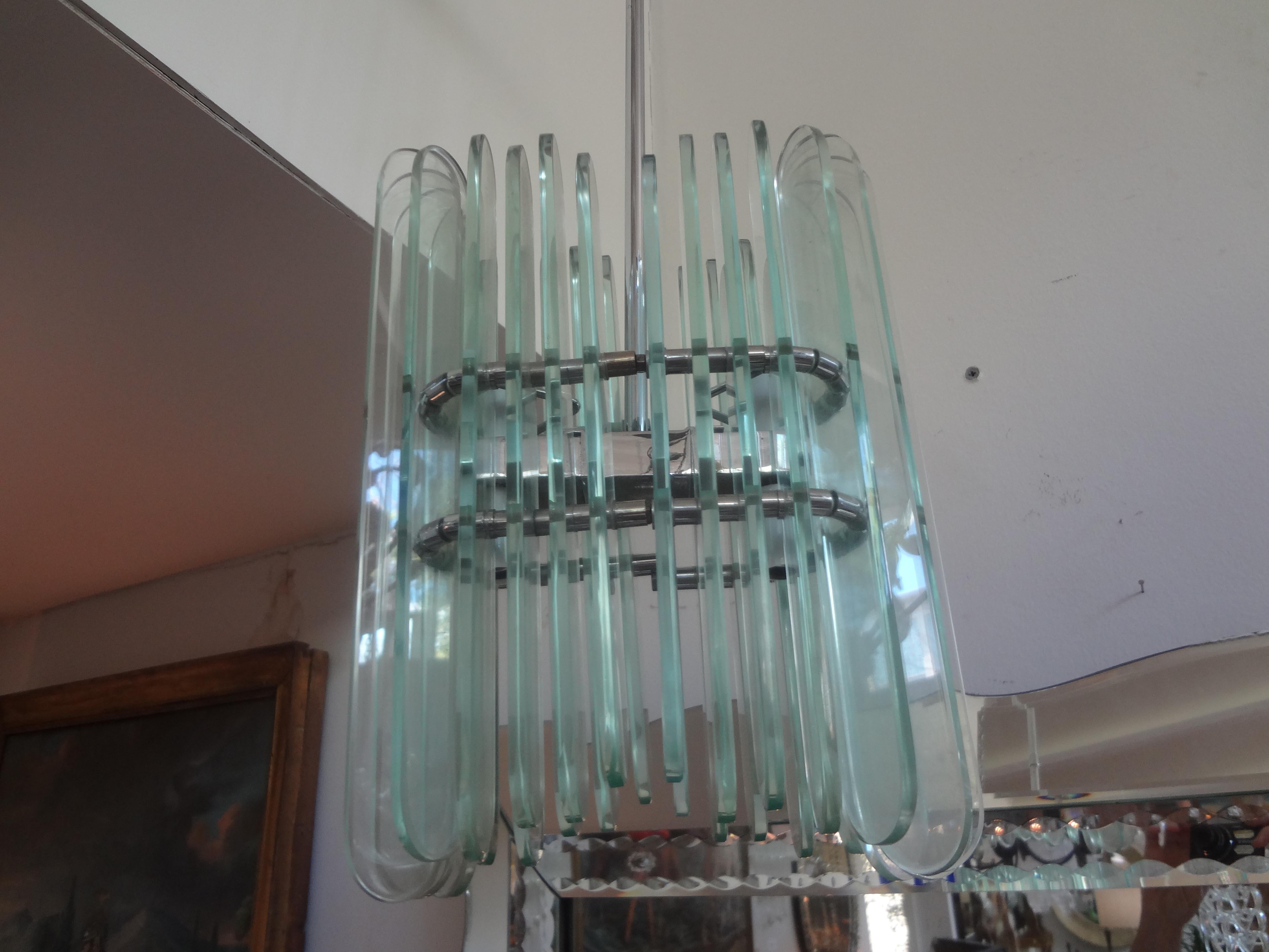 Mid-Century Modern Italian Pietro Chiesa for Fontana Arte Style Pendant or Lantern For Sale