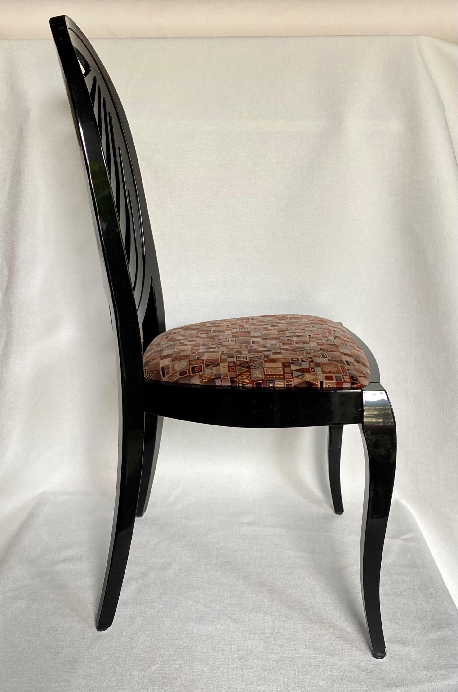 Lacquered Italian Pietro Constantini for Ello Draped Black Lacquer Side Accent Chair