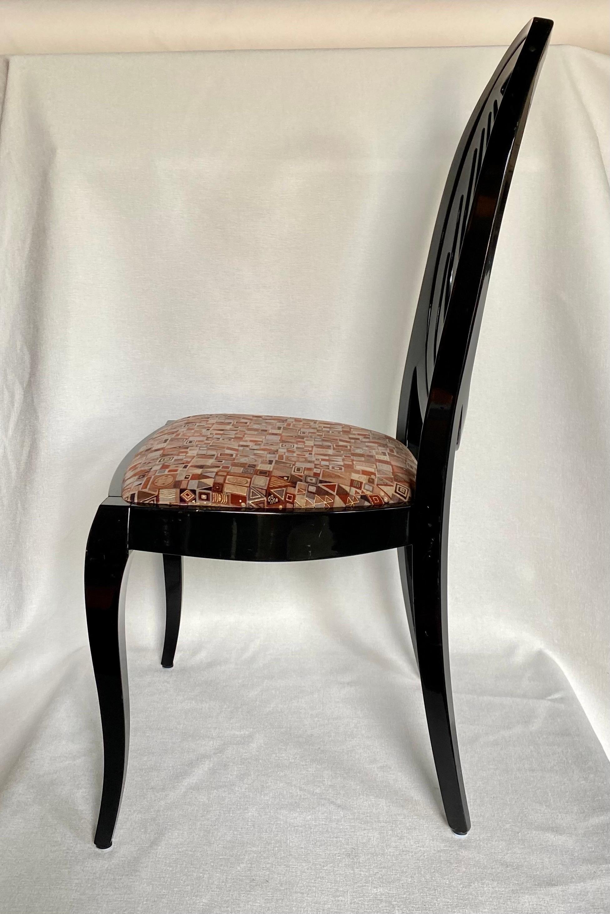 Italian Pietro Constantini for Ello Draped Black Lacquer Side Accent Chair In Good Condition In Lambertville, NJ