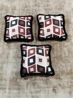 Italian Pillows Handmade in Dedar Satin Fabric and Velvet