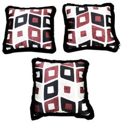 Vintage Italian Pillows Handmade in Dedar Satin Fabric and Velvet