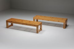 Italian Pine Bench Set from Old Vineyard, Modernist, Italy, 1960's