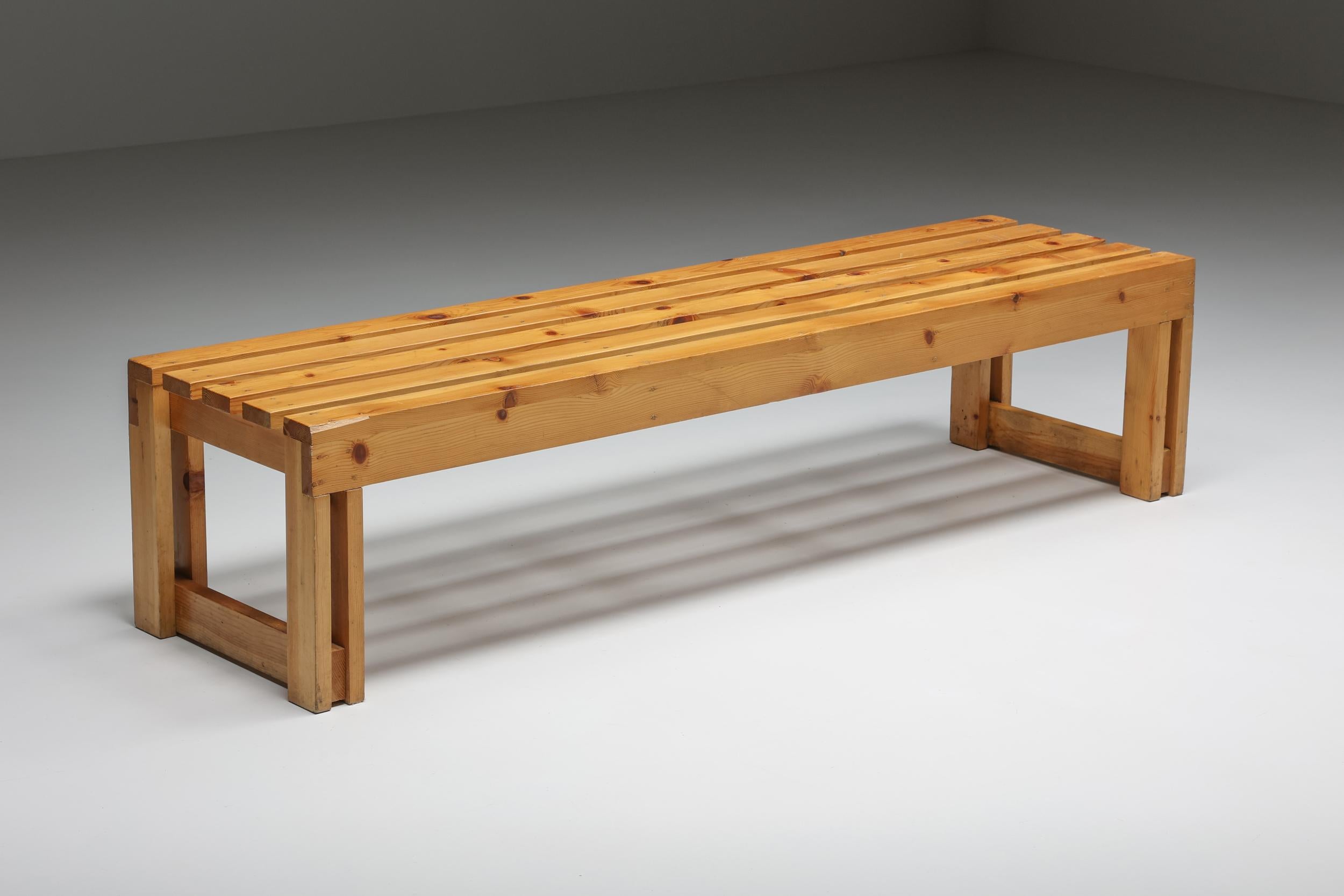 Mid-20th Century Italian Pine Bench Set from Old Vineyard, Modernist, Italy, 1960's For Sale