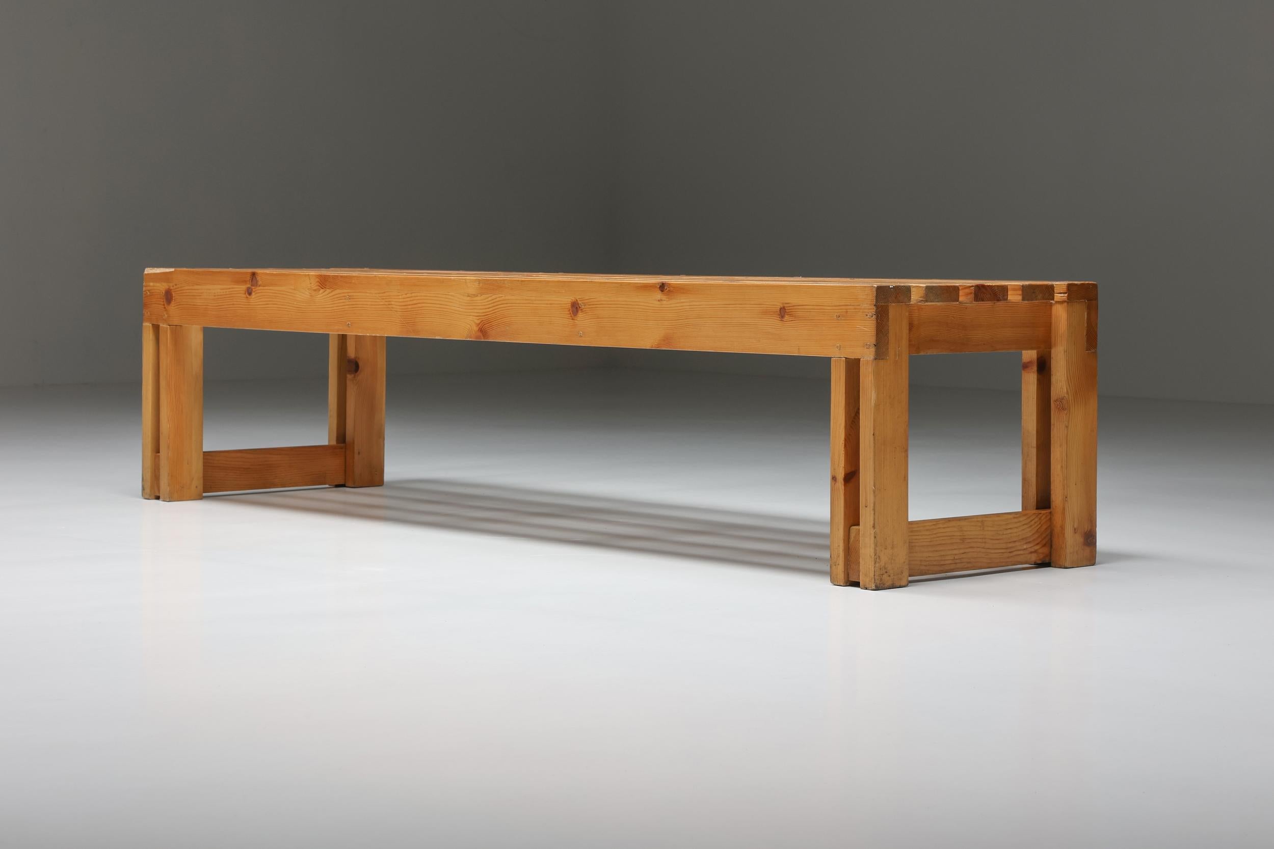 Italian Pine Bench Set from Old Vineyard, Modernist, Italy, 1960's For Sale 1