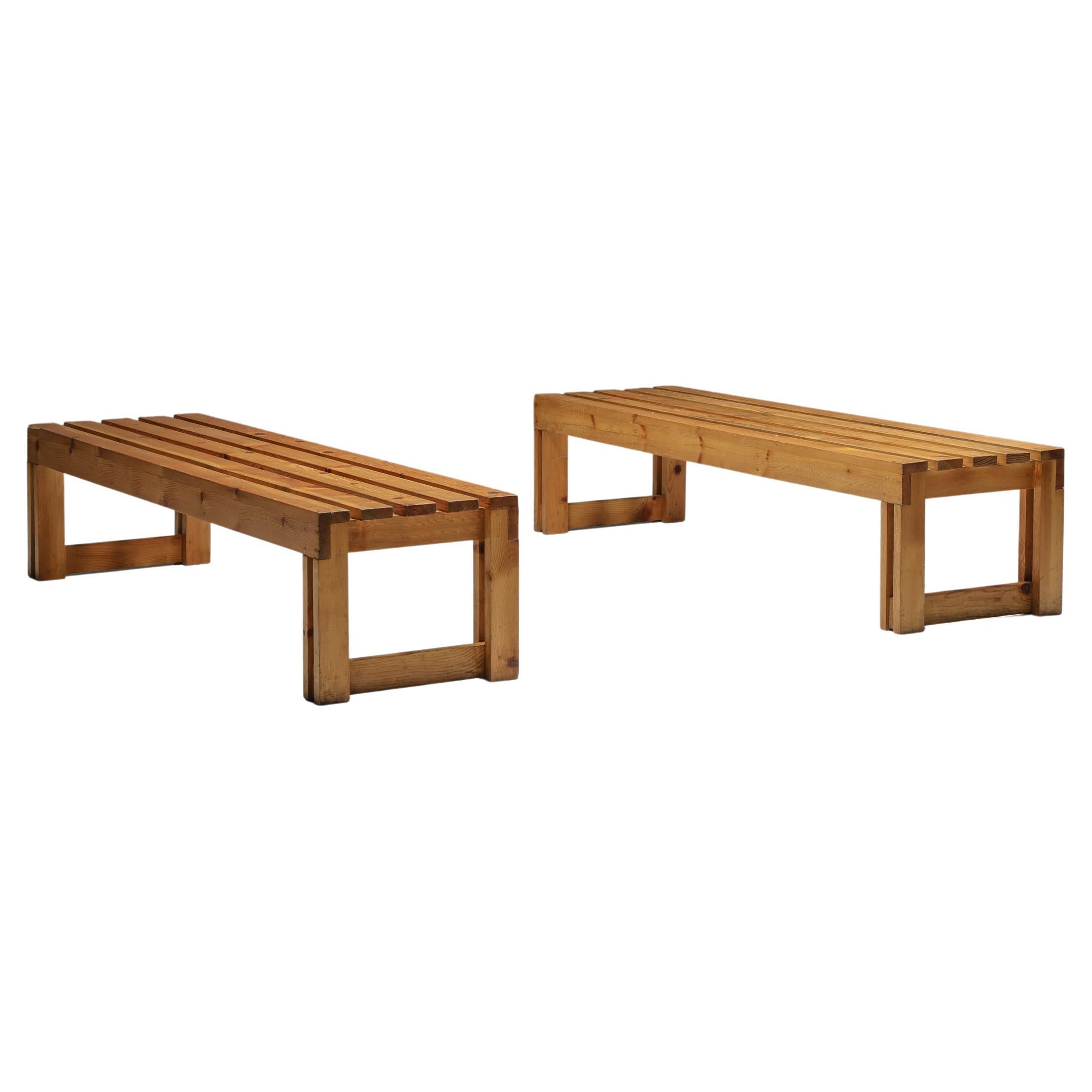 Italian Pine Bench Set from Old Vineyard, Modernist, Italy, 1960's For Sale