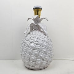 Italian "Pineapple" Table Lamp with Porcelain and Brass, 1970s