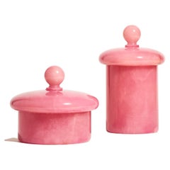 Italian Pink Alabaster Jar Set