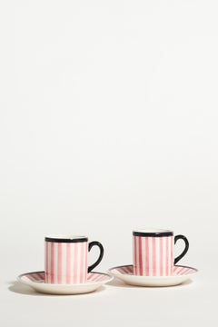 Italian Pink and Black Demitasse Set of Two