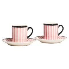 Italian Pink and Black Demitasse Set of Two