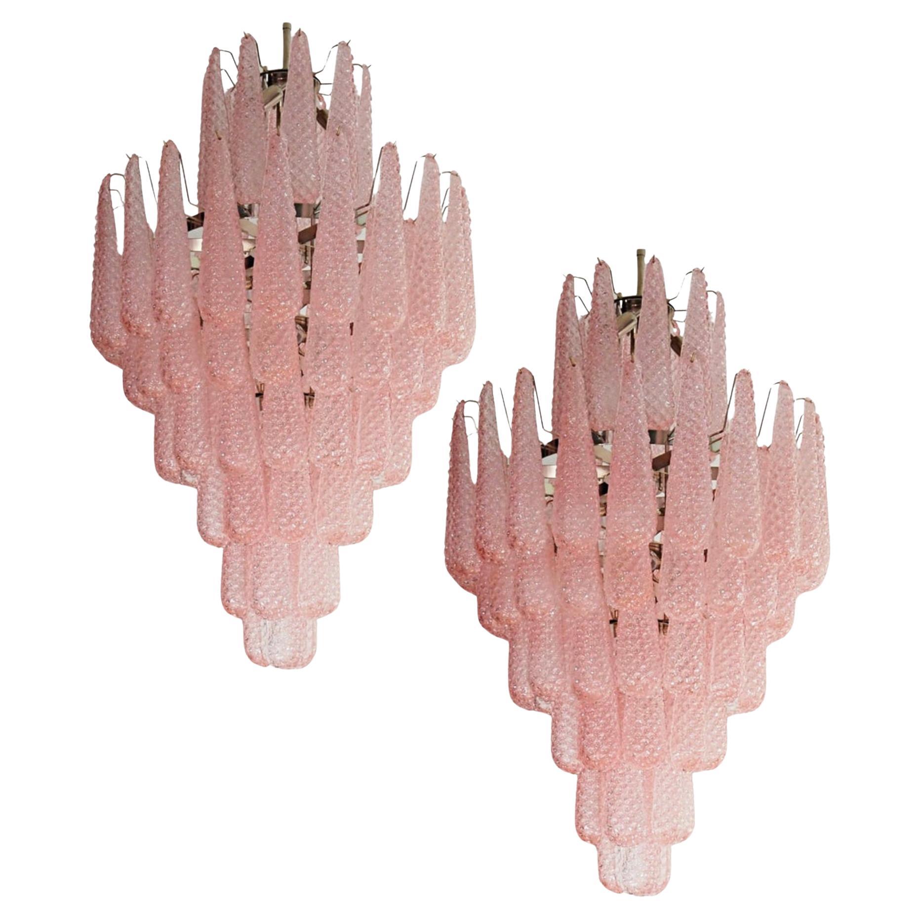 Italian Pink and White Petal Chandelier, Murano For Sale 11