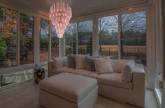 Italian Pink and White Petal Chandelier, Murano