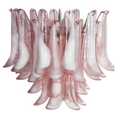 Italian Pink and White Petals Chandeliers, Murano