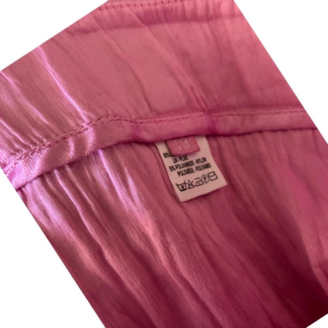 Pink Italian pink Crush Pleat Linen Skirt by 120% Lino Size 10 For Sale