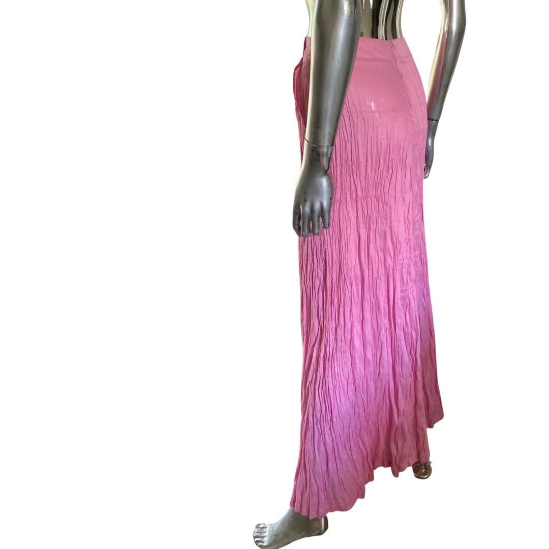 Women's Italian pink Crush Pleat Linen Skirt by 120% Lino Size 10 For Sale