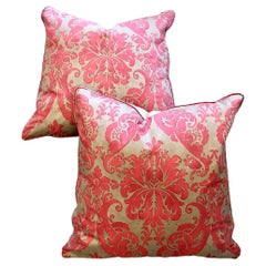 Italian Pink Fortuny Pillows, a Pair