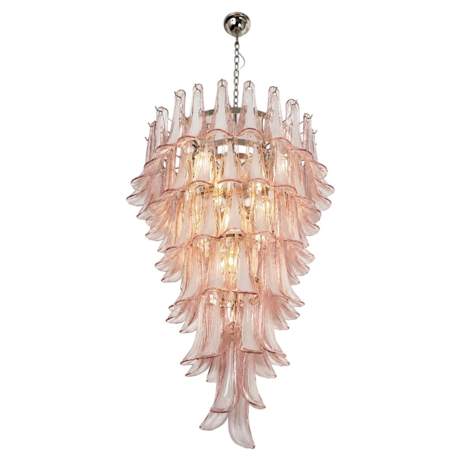 Italian Pink Glass Chandelier. Murano