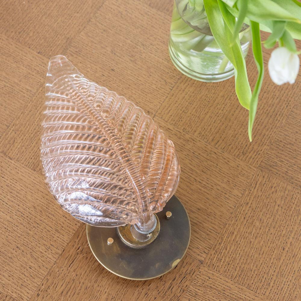 Italian Pink Glass Leaf Sconce In Good Condition For Sale In Los Angeles, CA