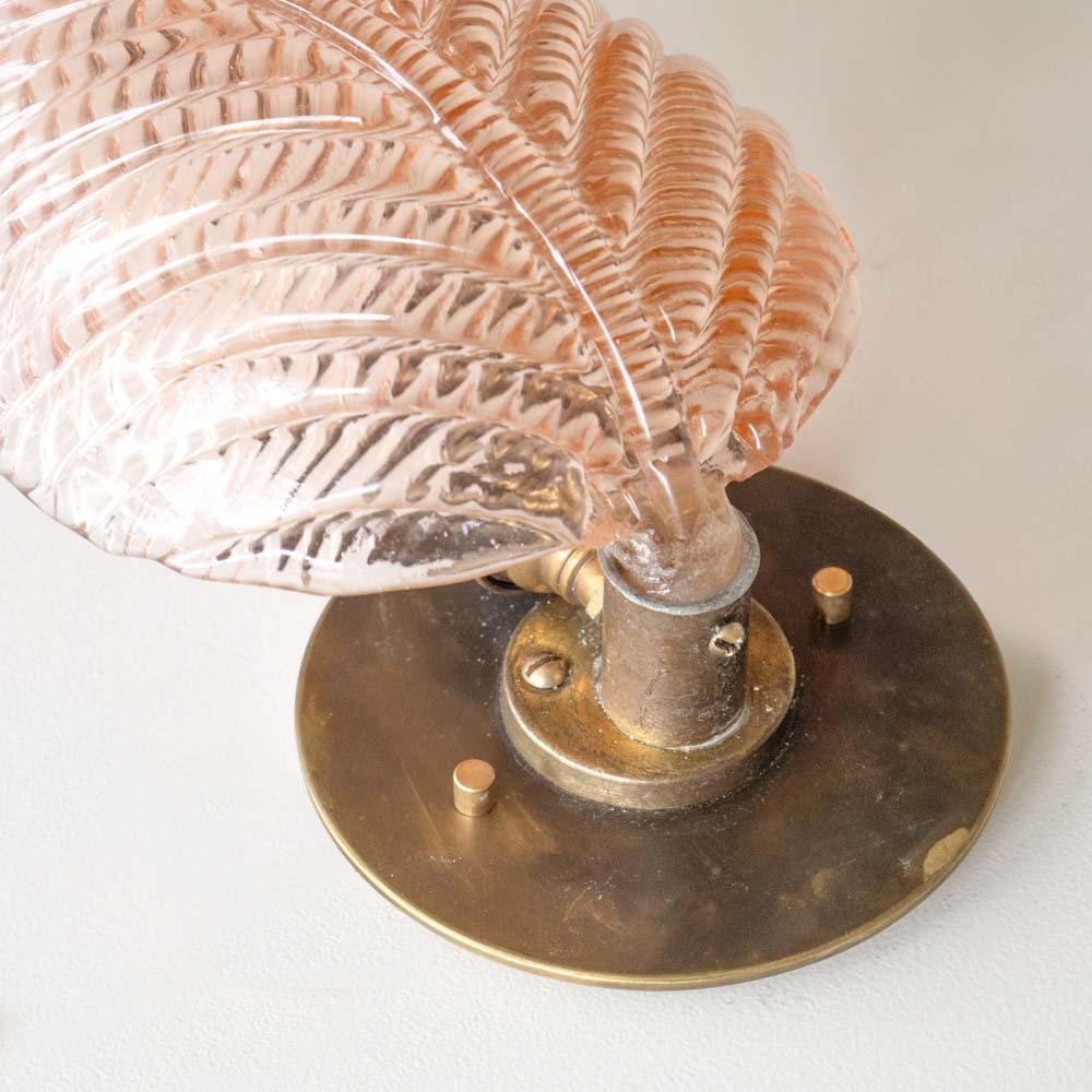 Italian Pink Glass Leaf Sconce For Sale 1