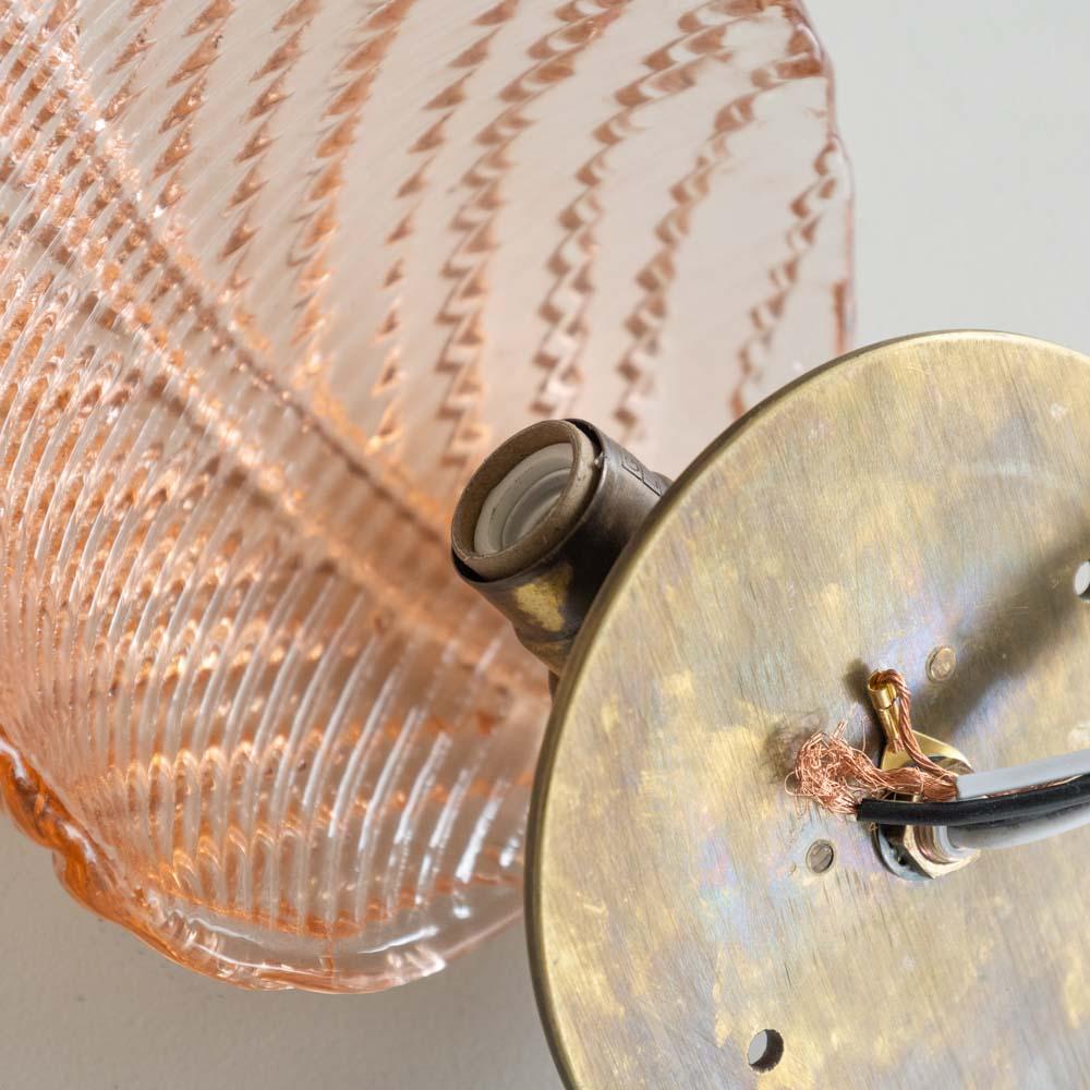 Italian Pink Glass Leaf Sconce For Sale 2