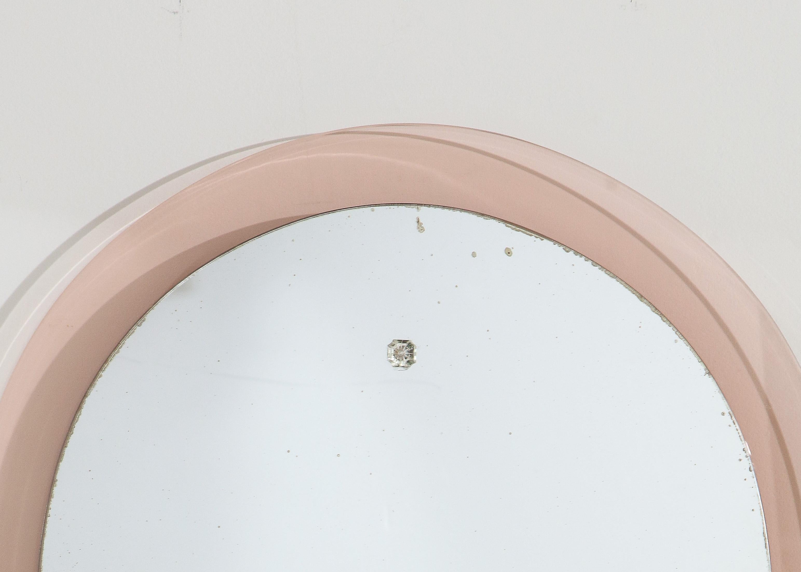 Mid-20th Century Italian Pink Glass Reverse Teardrop Mirror by Cristal Arte