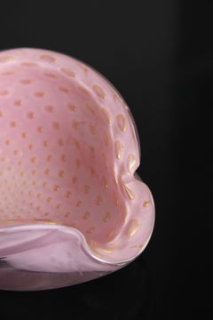 Italian Pink & Gold Murano Glass Bowl