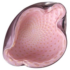 Italian Pink & Gold Murano Glass Bowl