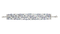 Italian Pink Green Blue Tourmaline Diamonds 5 Row Rose 18K Gold Bracelet for Her