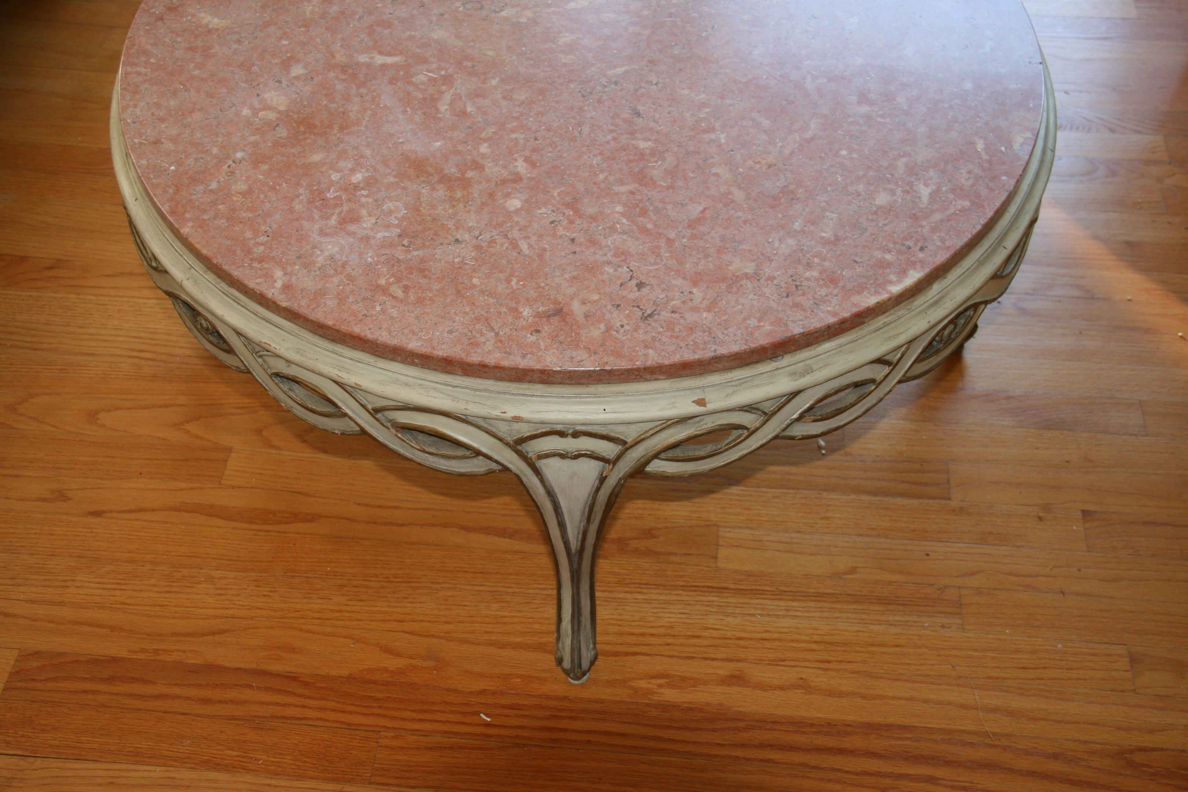 Italian Pink Marble Coffee Table 1920's For Sale 6