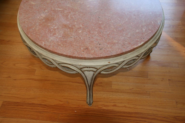 Italian Pink Marble Coffee Table 1920's For Sale at 1stDibs