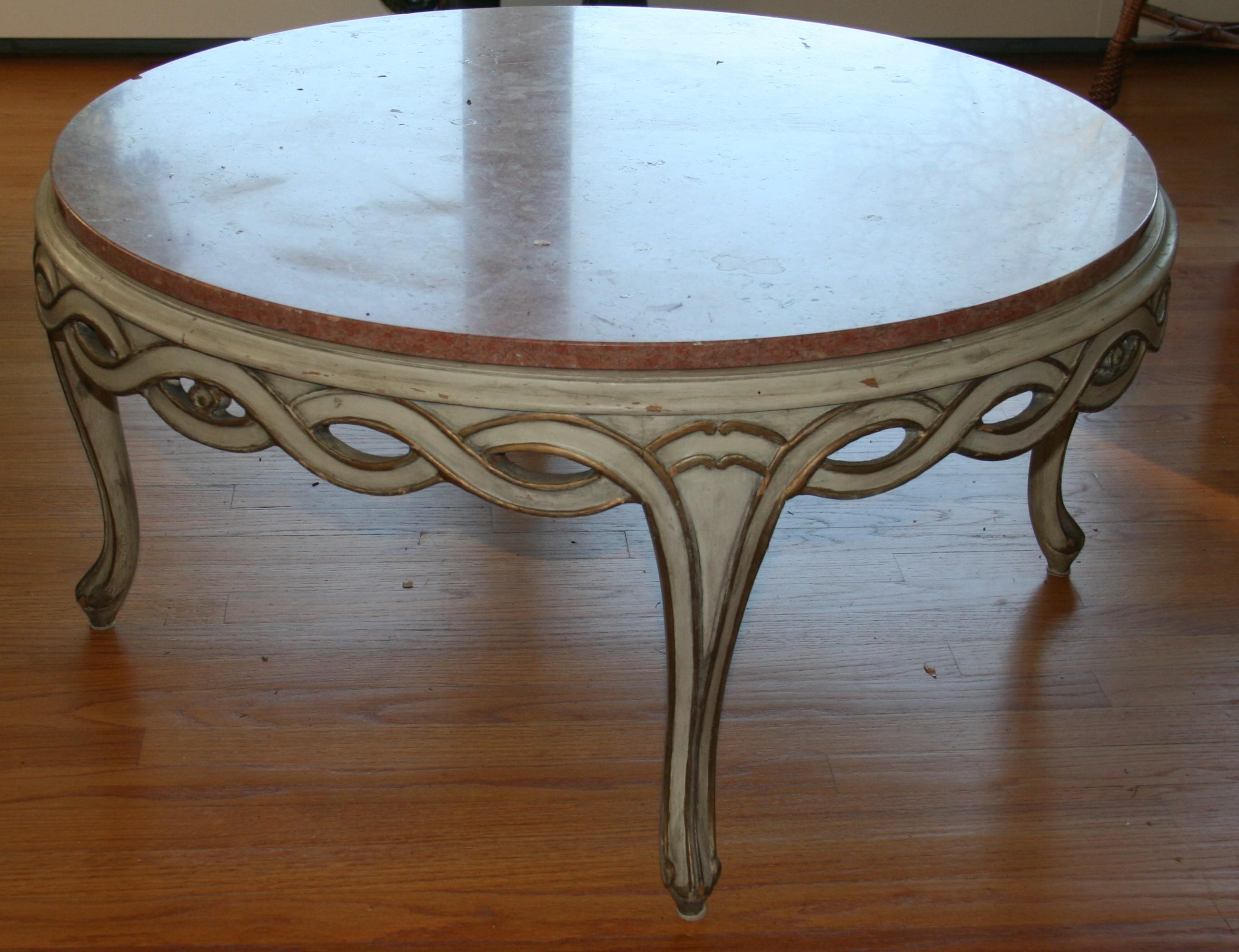 Early 20th Century Italian Pink Marble Coffee Table 1920's For Sale