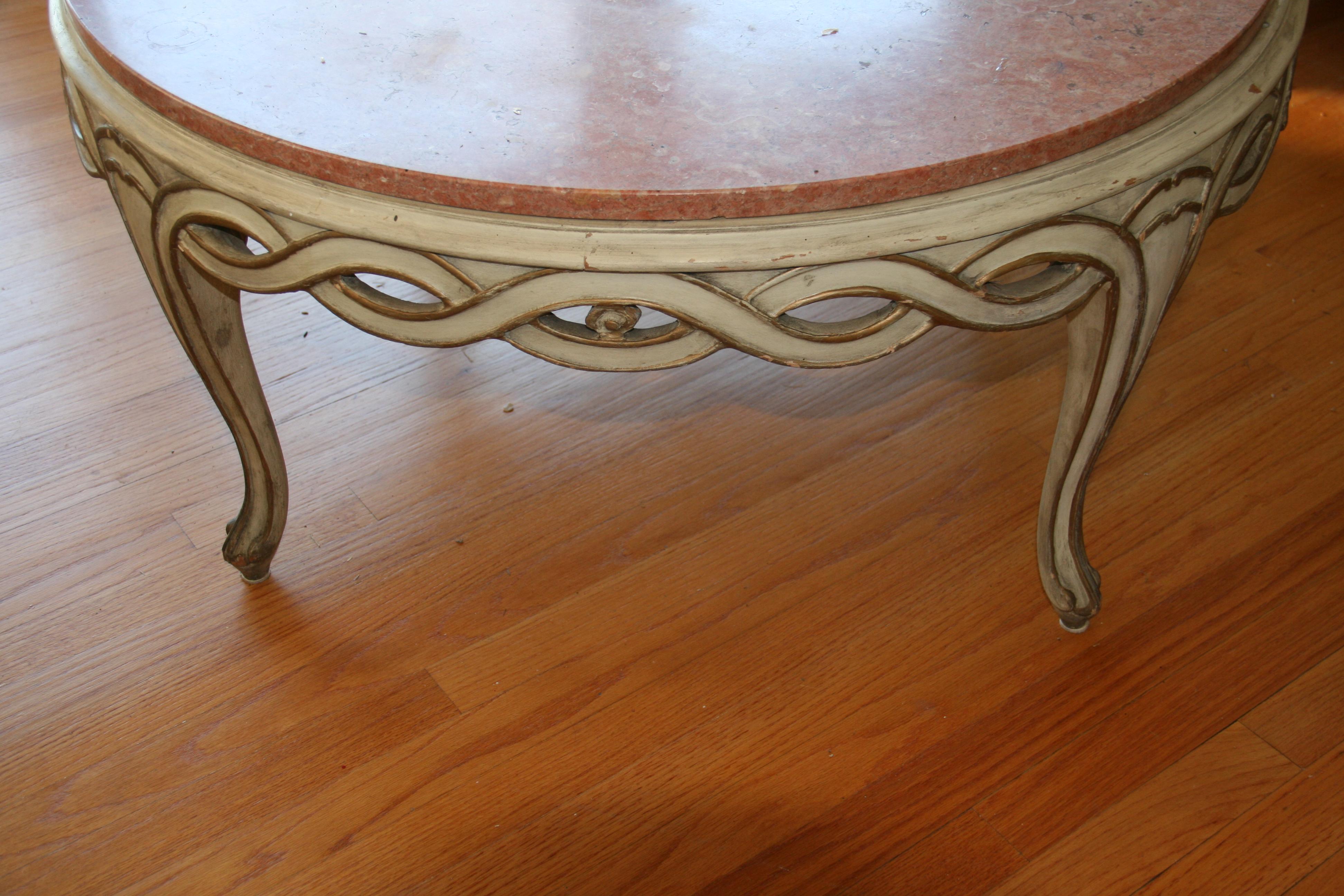 Italian Pink Marble Coffee Table 1920's For Sale 2