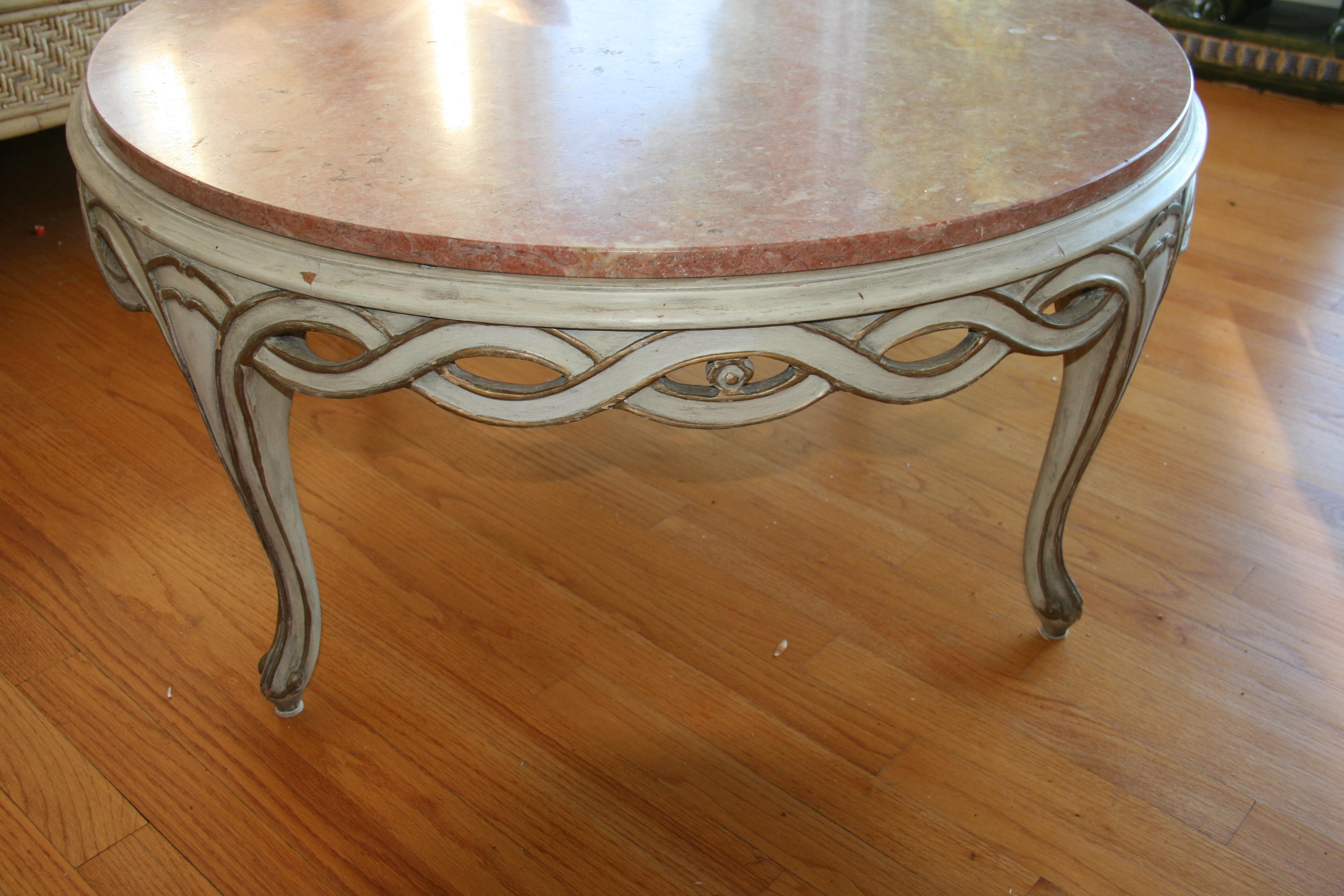 Italian Pink Marble Coffee Table 1920's For Sale 3