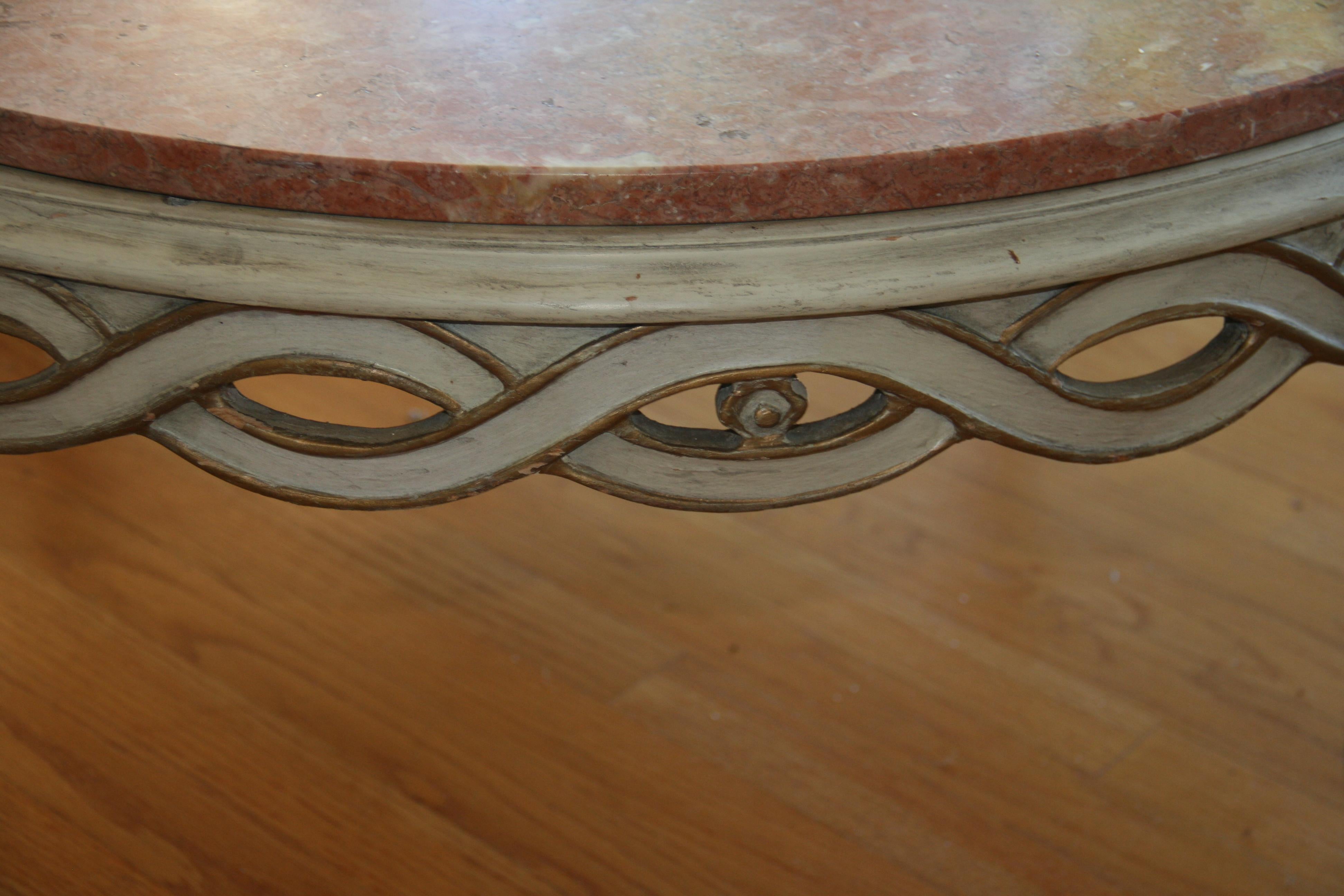 Italian Pink Marble Coffee Table 1920's For Sale 4