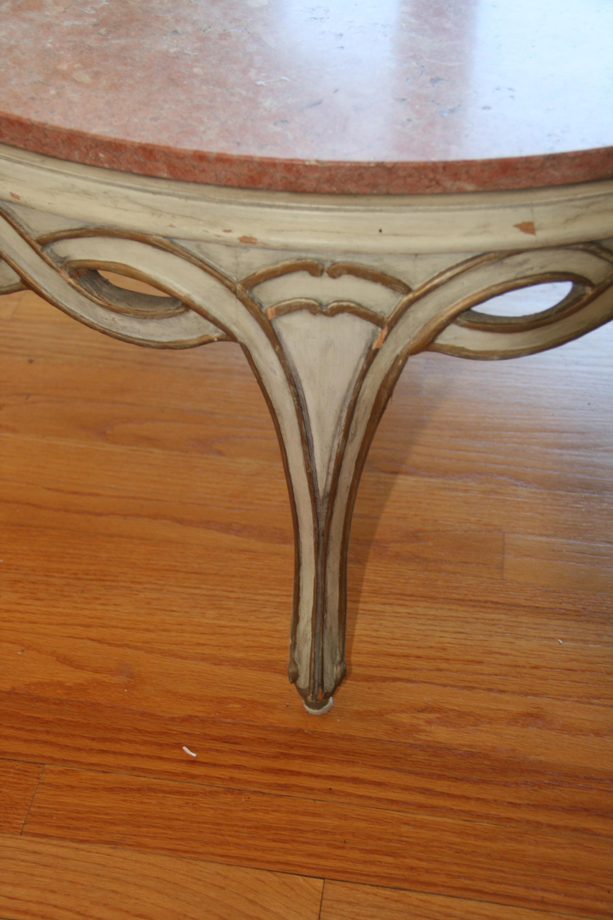 Italian Pink Marble Coffee Table 1920's For Sale 5