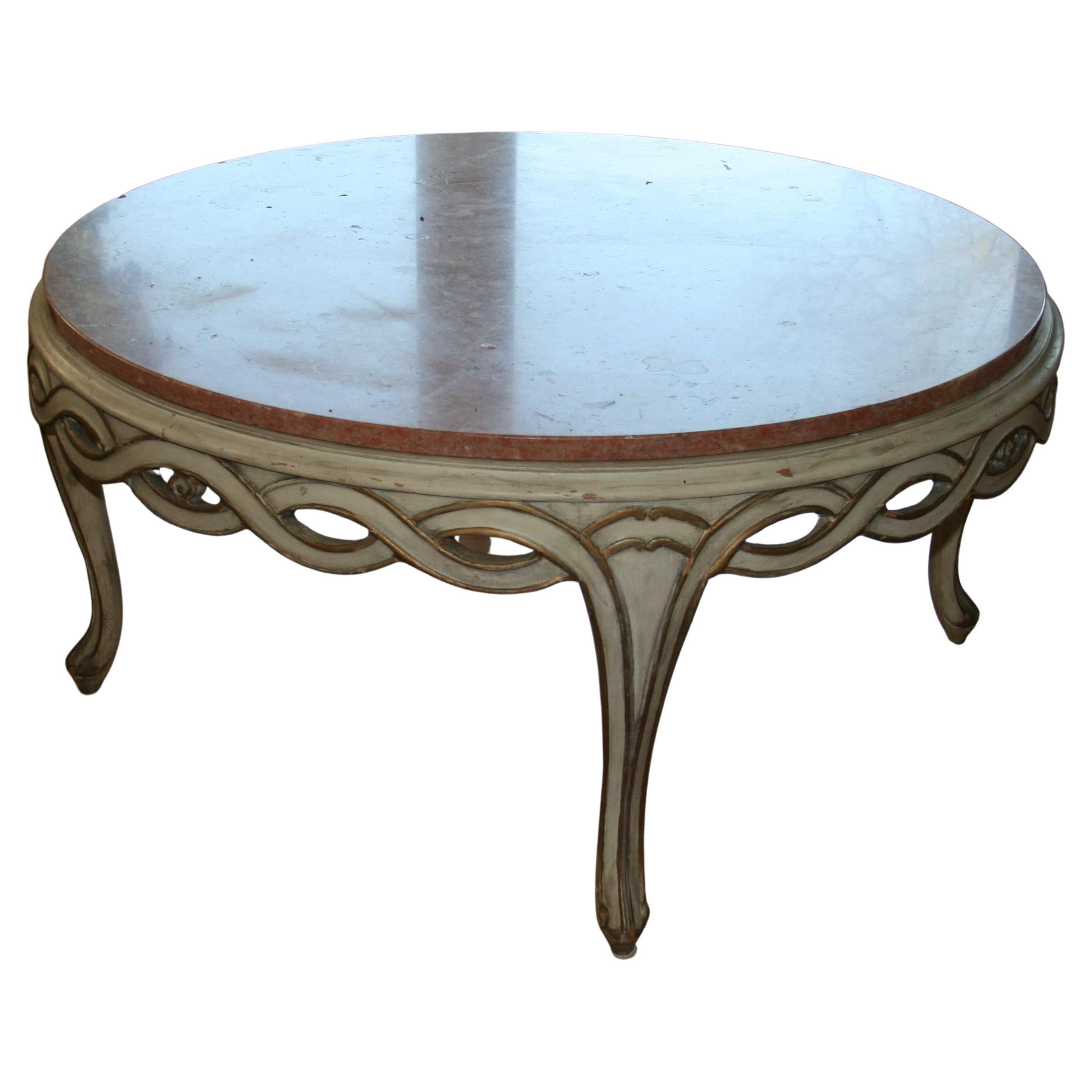 Italian Pink Marble Coffee Table 1920's