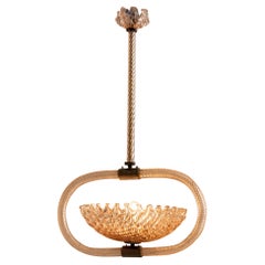 Italian pink Murano glass Chandelier attributed to Ercole Barovier