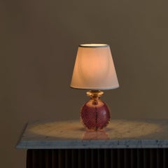 Lámpara de mesa italiana de cristal de Murano rosa de V.A.M.S.A., años 40