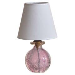 Lámpara de mesa italiana de cristal de Murano rosa de V.A.M.S.A., años 40